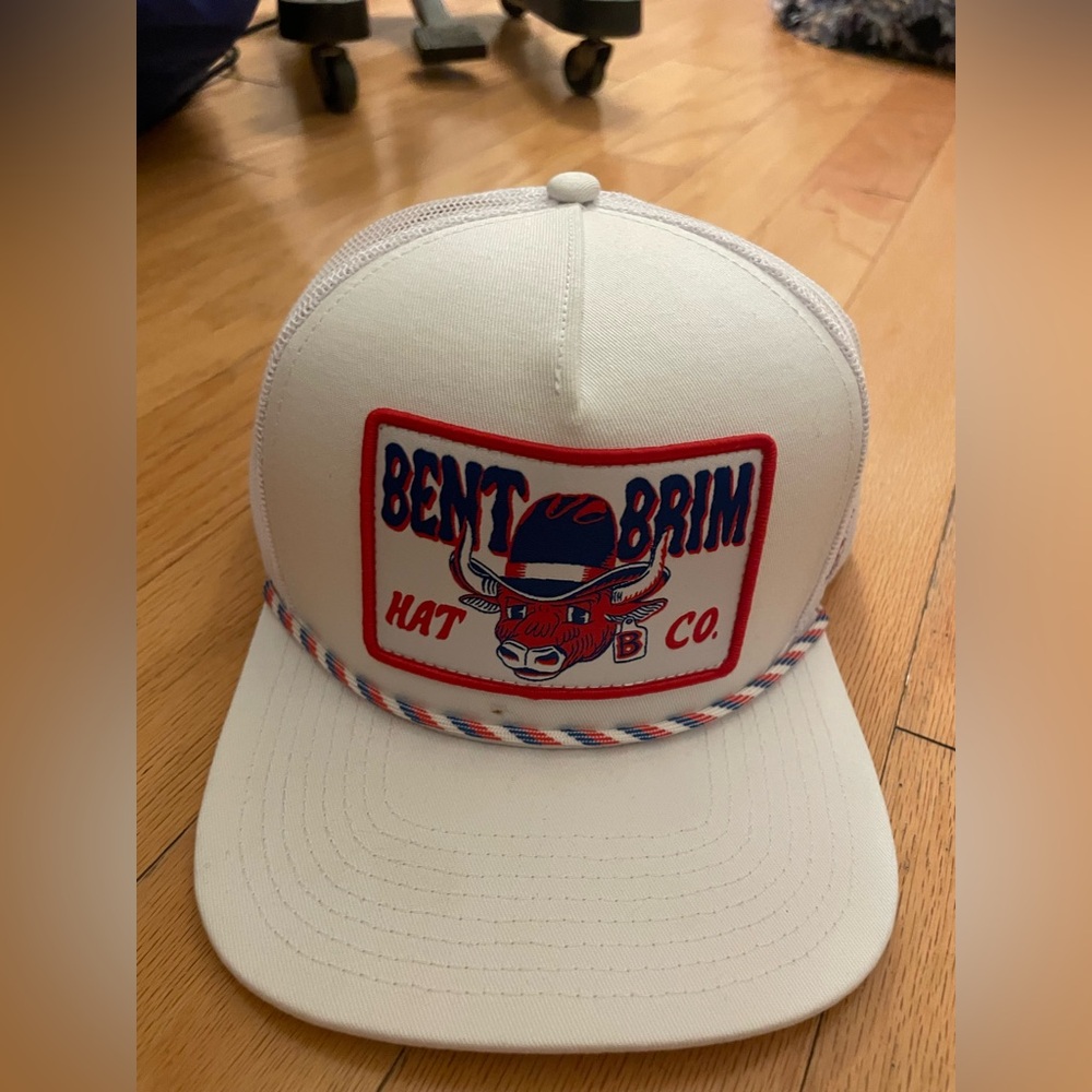 Bent Brim Hat Co. White and Red Trucker Hat